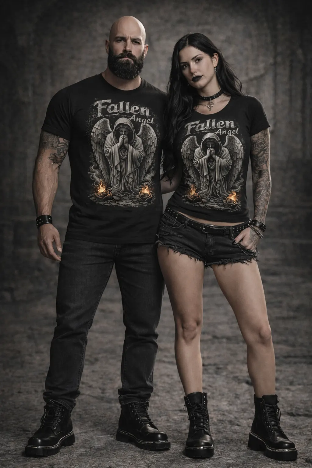 Fallen Angel — Gothic angel with burning roses